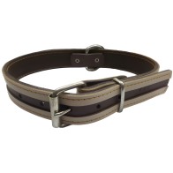 Mabel Brown & Beige Leather Dog Collar 40x3cm - Stylish & Durable