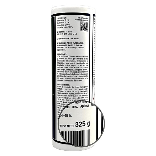Letal Plus Pwd Talquera 325 Gr - Insecticida para Mascotas y Hogar