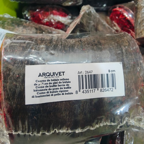 Cuernos De Búfalo Rellenos De Palito De Piel 8cm - Arquivet
