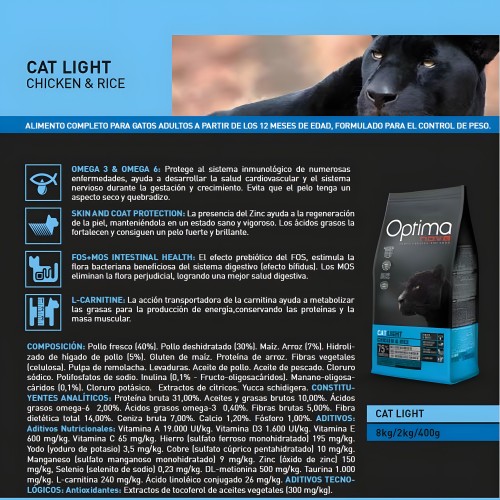 Optima Nova Cat Light 6 Kg - Control de Peso Saludable