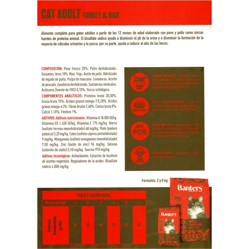 Banters Adult Cat Turkey&rice 8 Kg.