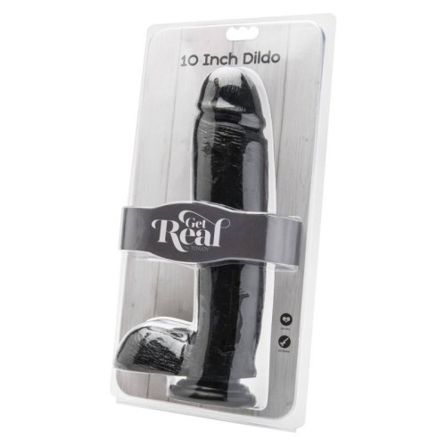 Dildo 25,5 Cm Con Testículos Negro para la Satisfacción Definitiva