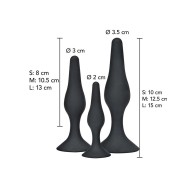 Kit Curvy Companions Plug Anal 3 Piezas Negro para Placer Mejorado