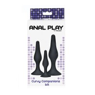 Curvy Companions Anal Play Kit 3 Pieces Black for Enhanced Pleasure