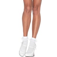 Leg Avenue Lace Ruffle Ankle Socks White