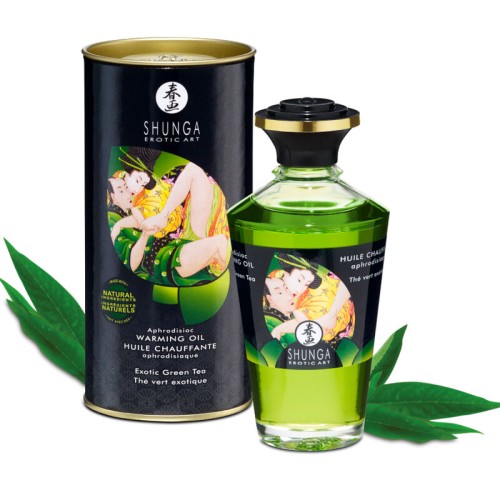 Shunga Warming Massage Oil Green Tea