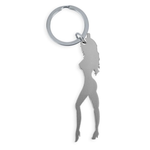 Keychain Woman Silhouette Bottle Opener Silver