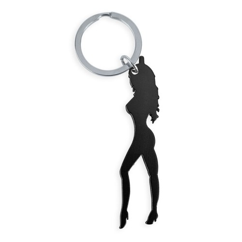 Keychain with Women's Silhouette and Bottle Opener