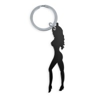 Keychain with Women's Silhouette and Bottle Opener