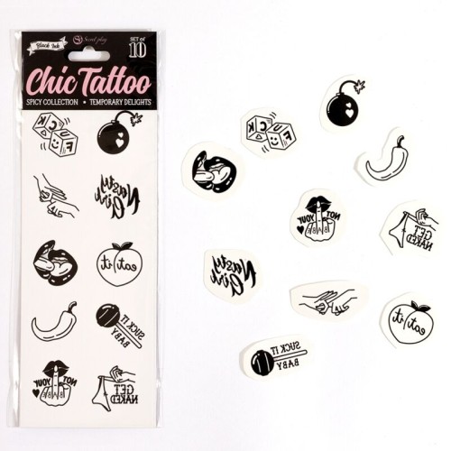 Secret Play - Set De 10 Tattoos Temporales - Spicy Collection