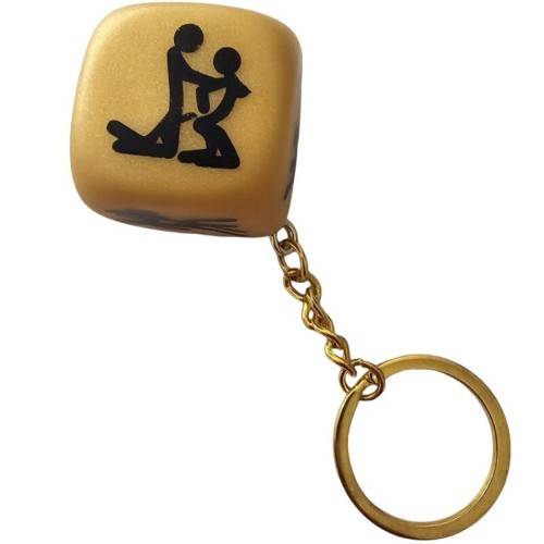 Golden Dice Keychain with Positions - Fun and Excitement