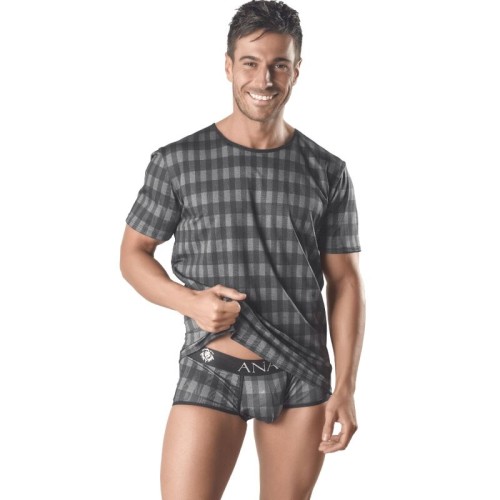 Aegis T-Shirt for Men - Gray Plaid Design