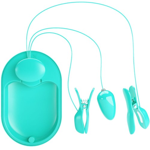 Pretty Love Nipple Electro Stimulation Clamps Blue