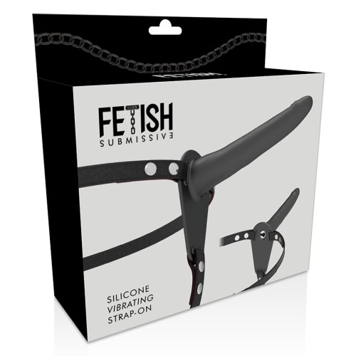 Black 15cm Silicone Vibrator with Harness