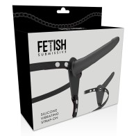 Black 15cm Silicone Vibrator with Harness