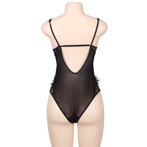 Teddy Encaje Floral Negro Talla Grande