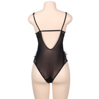 Floral Lace Teddy Black Plus Size