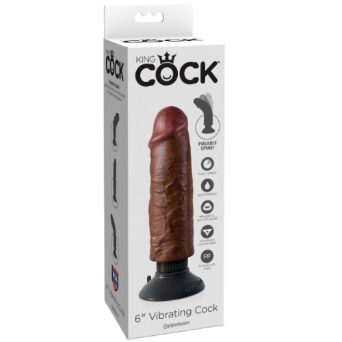 King Cock - 15.24 cm Brown Vibrating Dildo