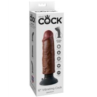 King Cock - 15.24 cm Brown Vibrating Dildo
