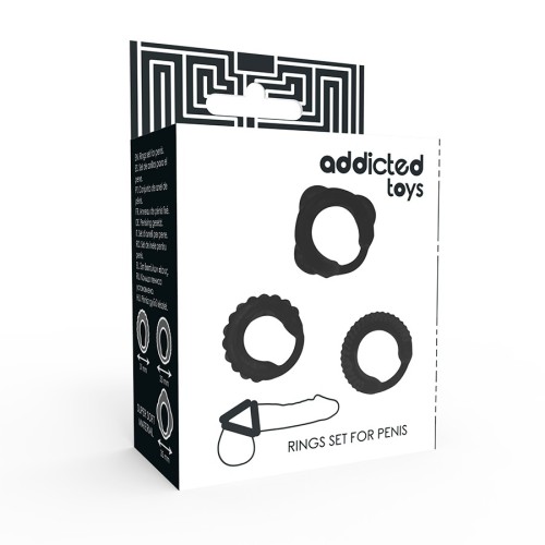 Set 3 Anillos Pene Negro