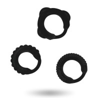 Set 3 Anillos Pene Negro