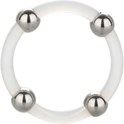 Anillo De Silicona Con Cuentas De Acero Talla L - Aumenta el Placer