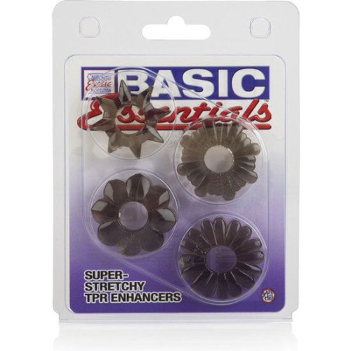 Basic Essentials 4 Ring Penis Enhancers for Maximum Pleasure
