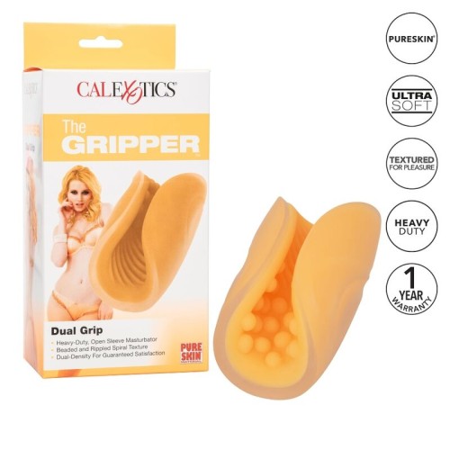 Textured Orange Beaded Grip Masturbator for Enhanced Pleasure
