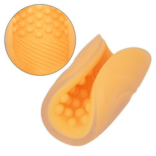 Textured Orange Beaded Grip Masturbator for Enhanced Pleasure