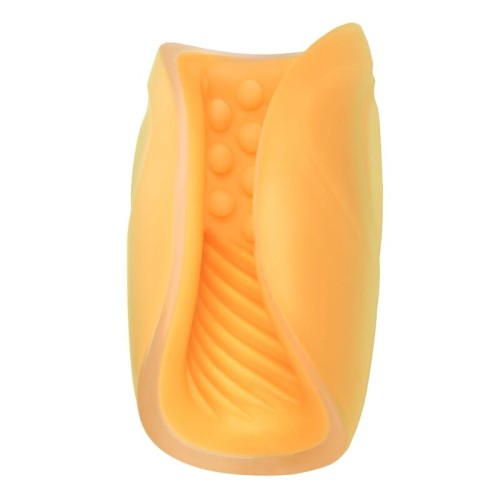 Textured Orange Beaded Grip Masturbator for Enhanced Pleasure