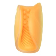 Textured Orange Beaded Grip Masturbator for Enhanced Pleasure