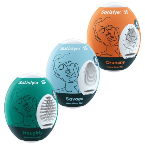 Satisfyer 3 Masturbator Eggs Set - Naughty Savage Crunchy