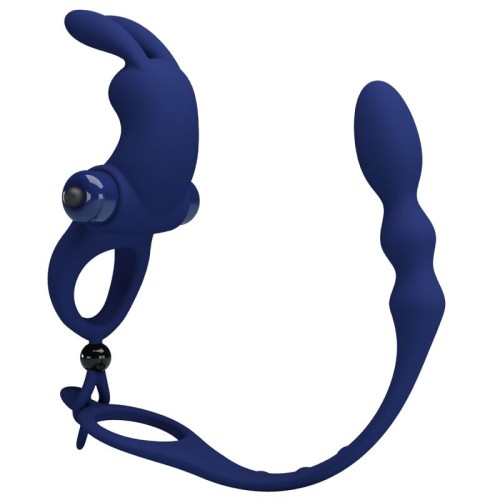 Pretty Love Ayad Vibrating Ring with Anal Plug Blue