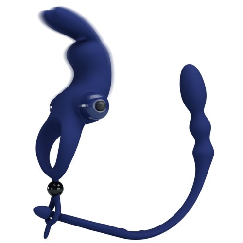 Pretty Love Ayad Vibrating Ring with Anal Plug Blue