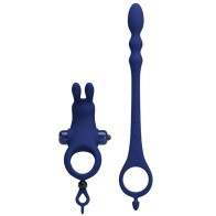 Pretty Love Ayad Vibrating Ring with Anal Plug Blue