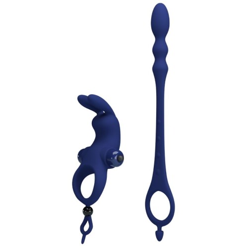Pretty Love Ayad Vibrating Ring with Anal Plug Blue