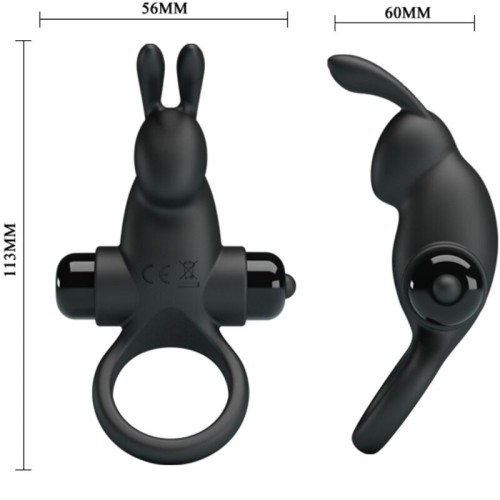 Vibrating Ring + Rabbit Clitoral Stimulator 10 Vibrations Black