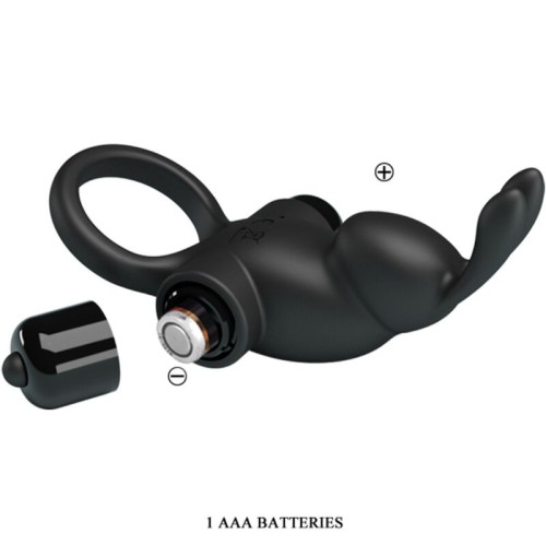 Vibrating Ring + Rabbit Clitoral Stimulator 10 Vibrations Black