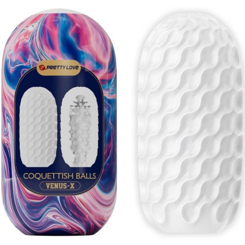 Coquettish Balls Male Masturbator White Silicone
