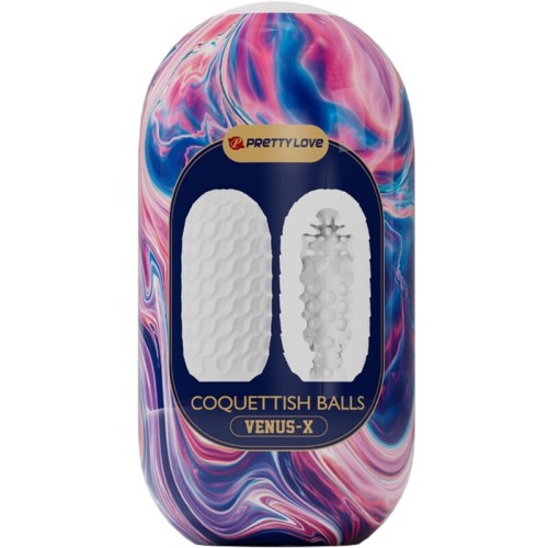Coquettish Balls Male Masturbator White Silicone