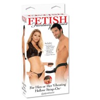 Hollow Vibrating Harness for Him and Her Black 14cm