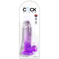 Clear Pene Realístico Con Testículos 15.2 Cm Morado