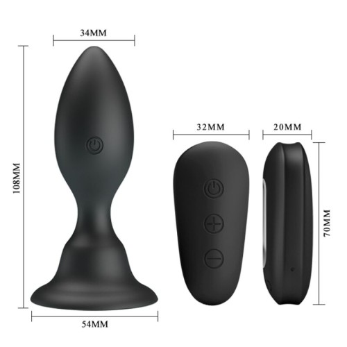 Black Vibrating Anal Plug Remote Control