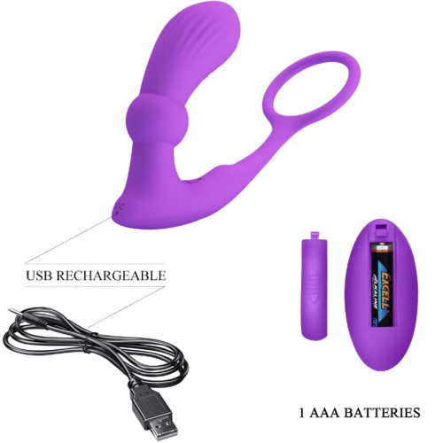 Pretty Love - Warren Anillo & Vibrador Anal Violeta con Control Remoto