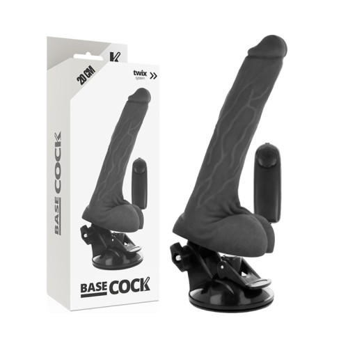 20 Cm Black Vibrating Realistic Dildo with Balls