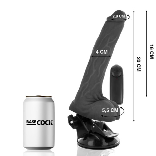 20 Cm Black Vibrating Realistic Dildo with Balls