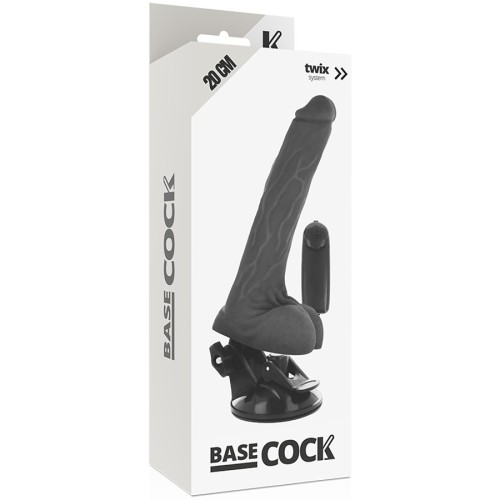 20 Cm Black Vibrating Realistic Dildo with Balls