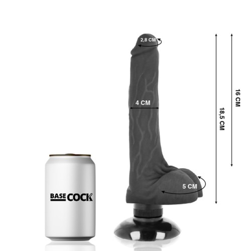 Realistic 2-in-1 Vibrator Black - 18.5 cm