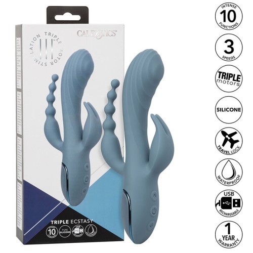 Triple Ecstasy Vibrator Grey - Ultimate Pleasure Becomes a Reality