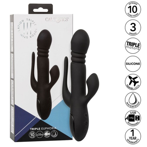 Triple Euphoria Vibrator Black - Ultimate Pleasure